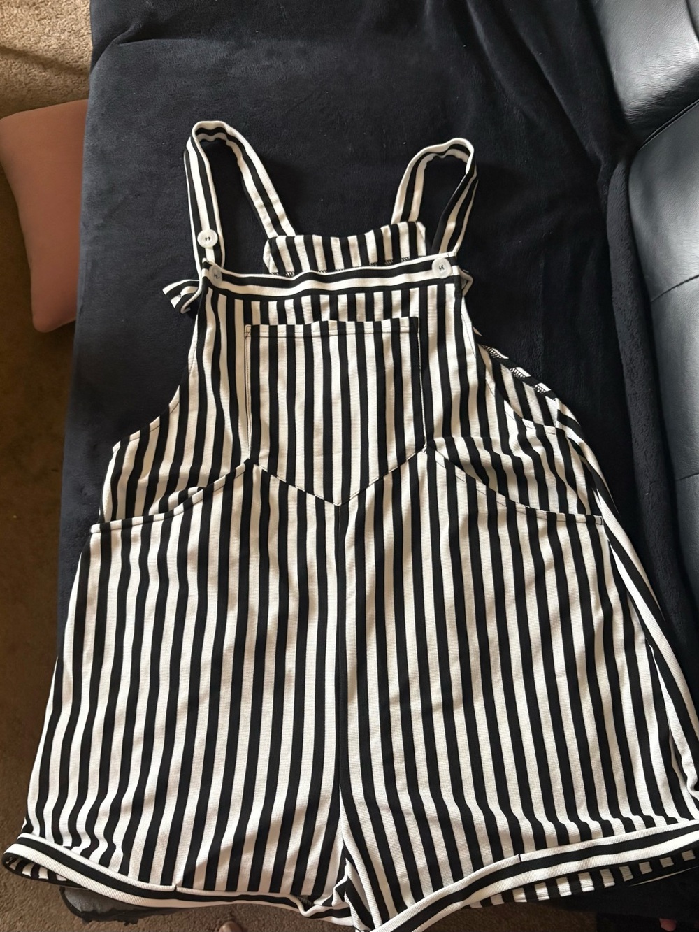 HALARA Black & White Vertical Stripe Romper